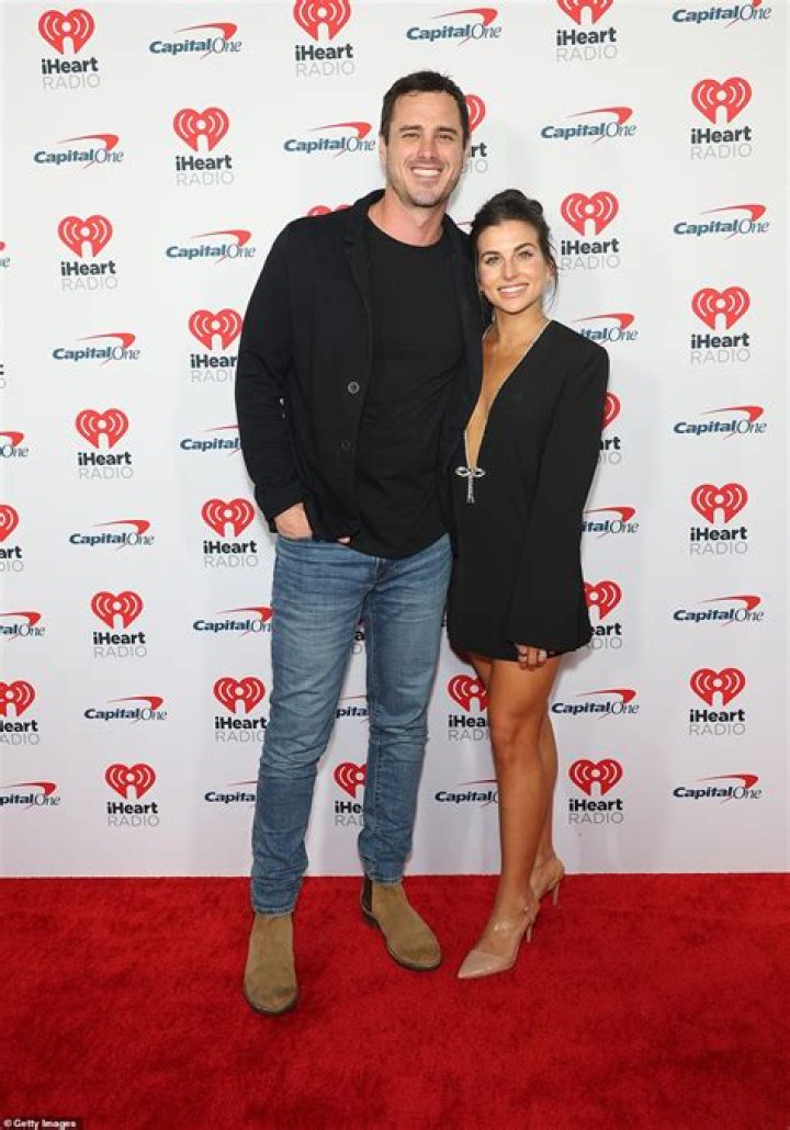 Ben Higgins, 34, was joined by wife Jessica Clarke, 30, who thrilled in a plunging black mini dress